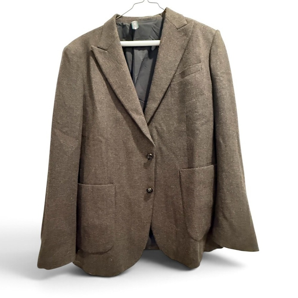 PJ Paul Jones Mens XL Brown Tweed Blazer Two Button Patch Pocket Sport Coat